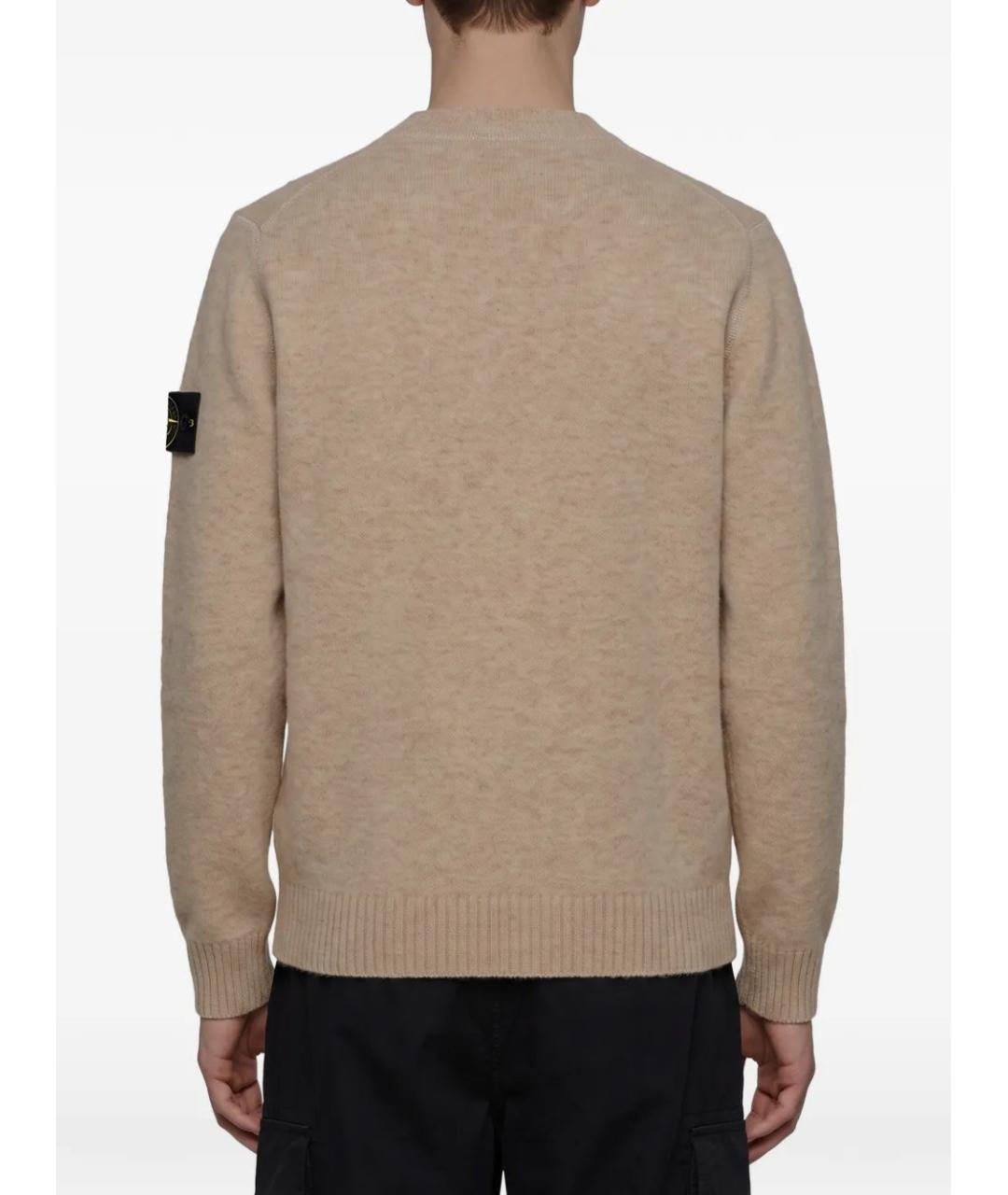STONE ISLAND Бежевый шерстяной джемпер / свитер, фото 3