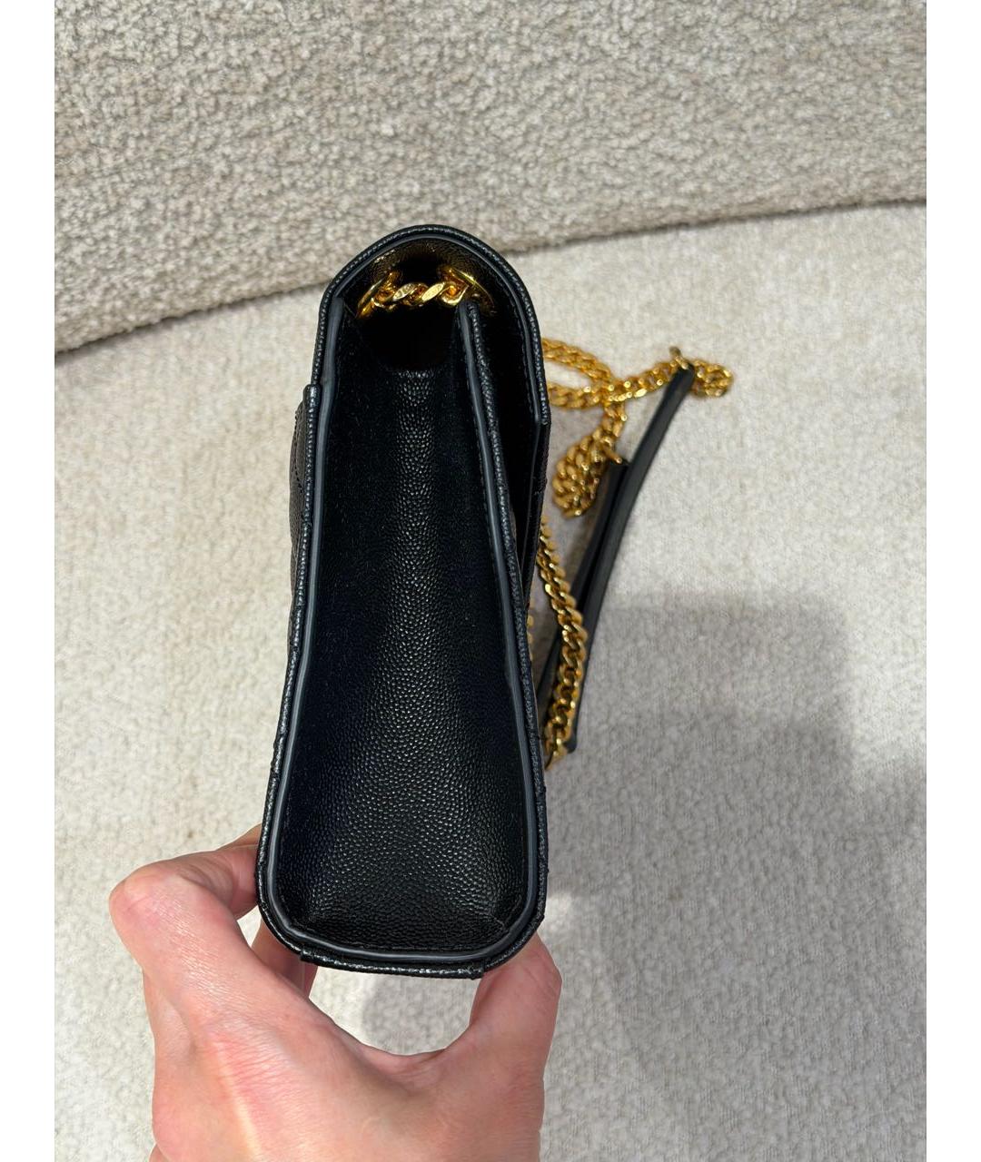 SAINT LAURENT Черная кожаная сумка через плечо, фото 2
