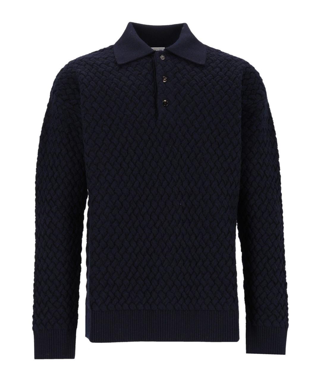 BOTTEGA VENETA Темно-синий шерстяной джемпер / свитер, фото 1