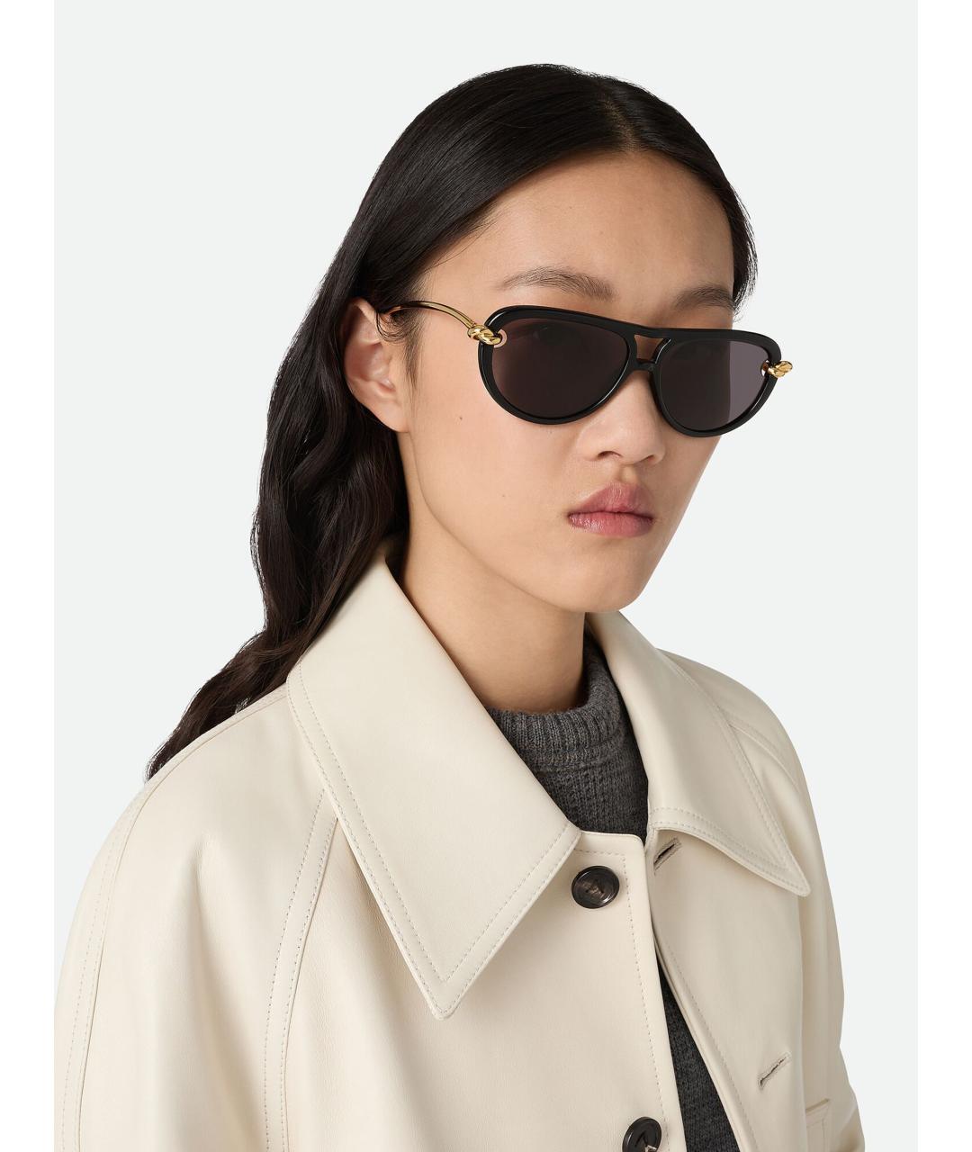 BOTTEGA VENETA Черные пластиковые солнцезащитные очки, фото 2