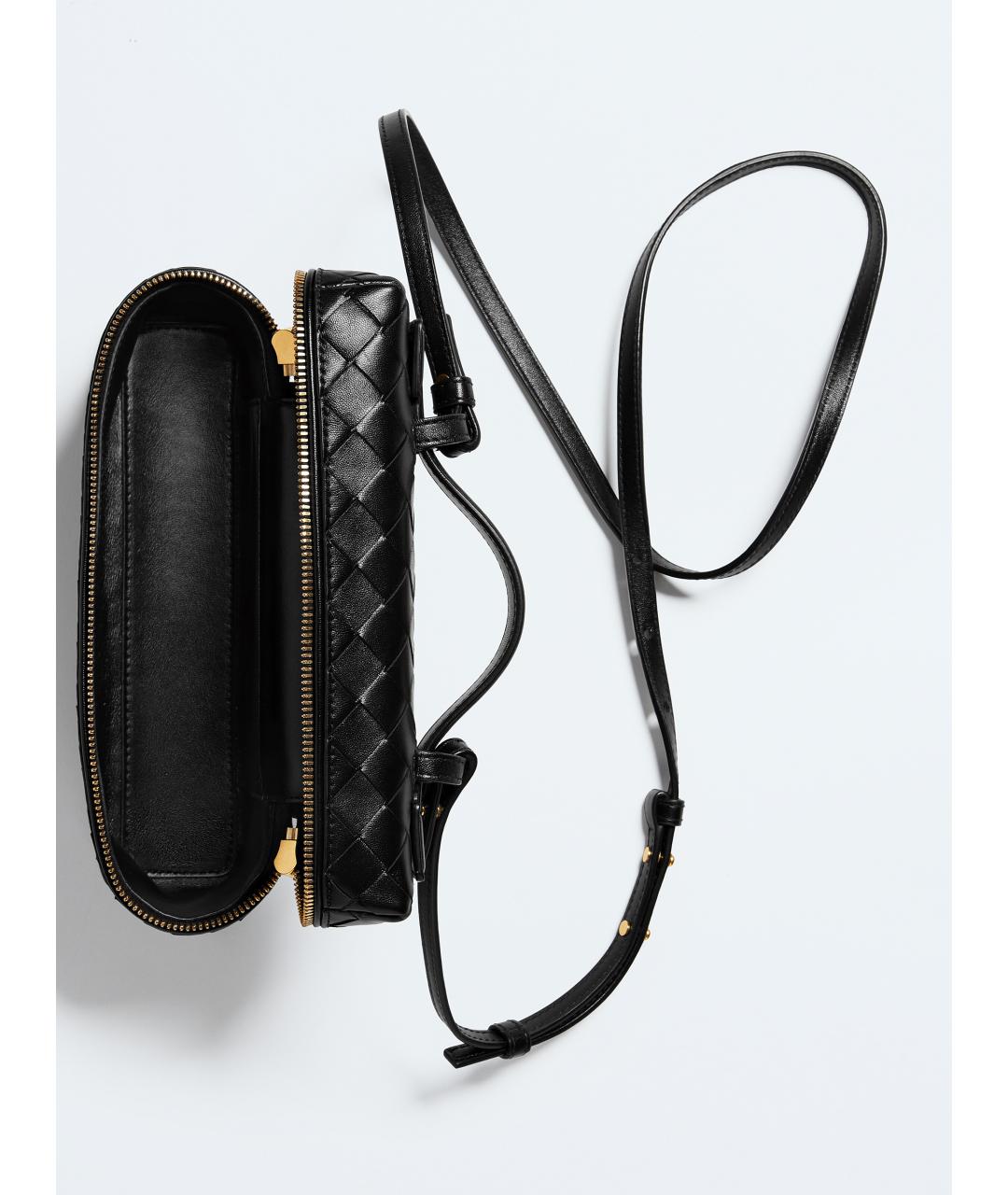 BOTTEGA VENETA Черная кожаная сумка через плечо, фото 3