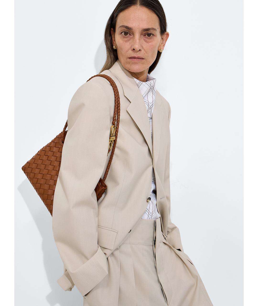 BOTTEGA VENETA Коричневая кожаная сумка тоут, фото 6