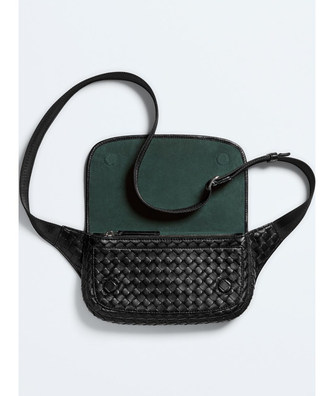 BOTTEGA VENETA Черная кожаная сумка на плечо, фото 3