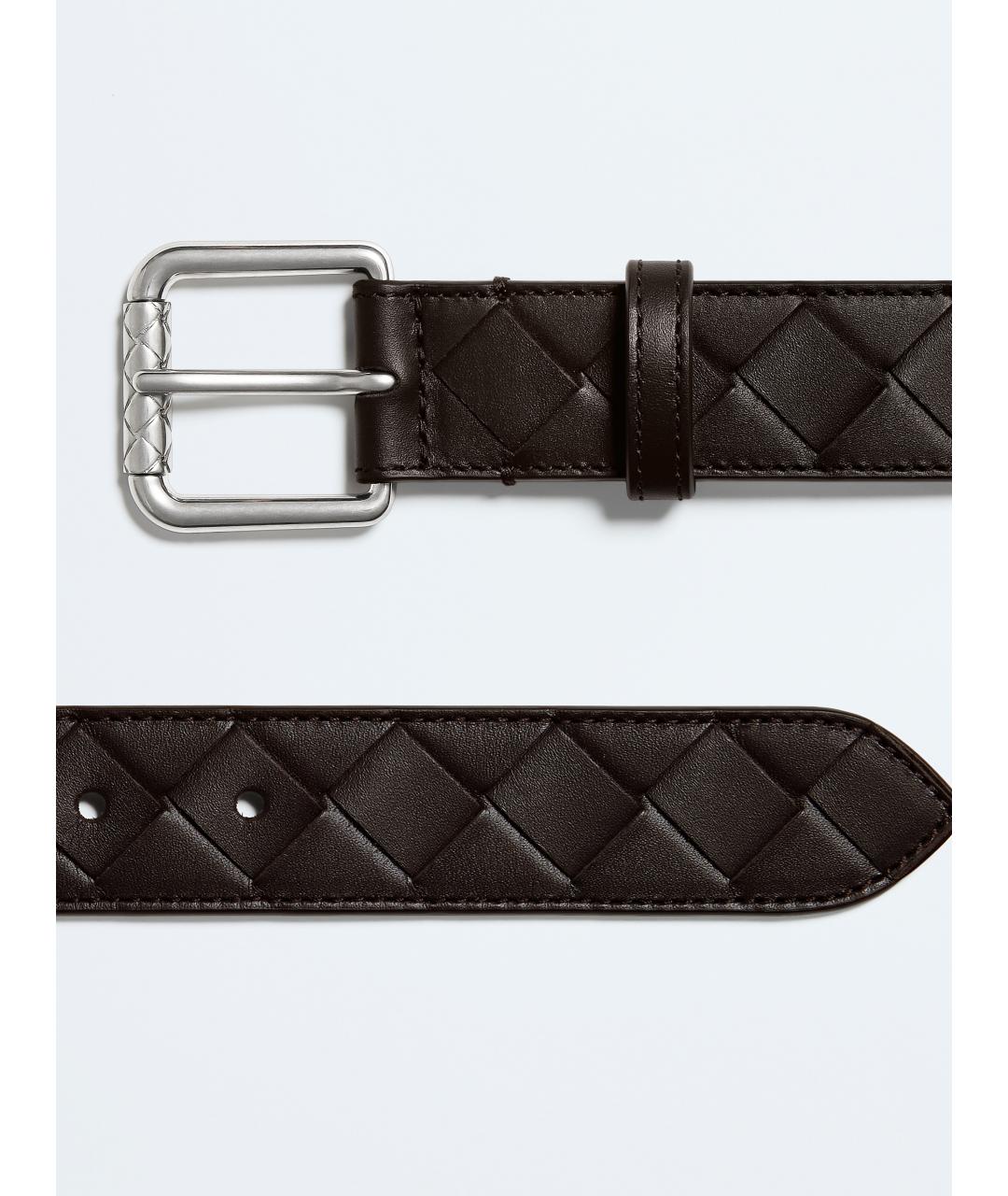 BOTTEGA VENETA Коричневый кожаный ремень, фото 4