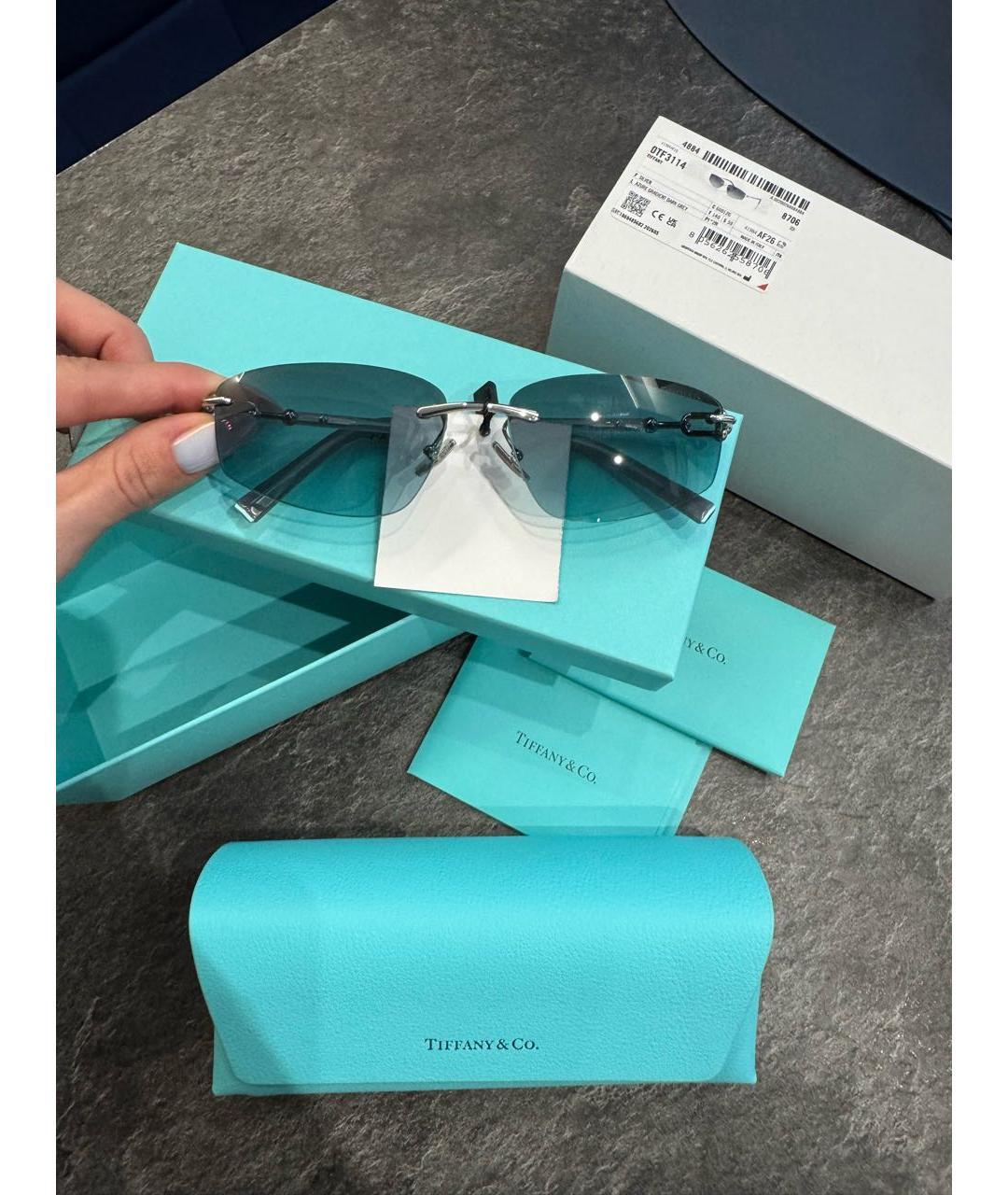 TIFFANY&CO Темно-синие пластиковые солнцезащитные очки, фото 4