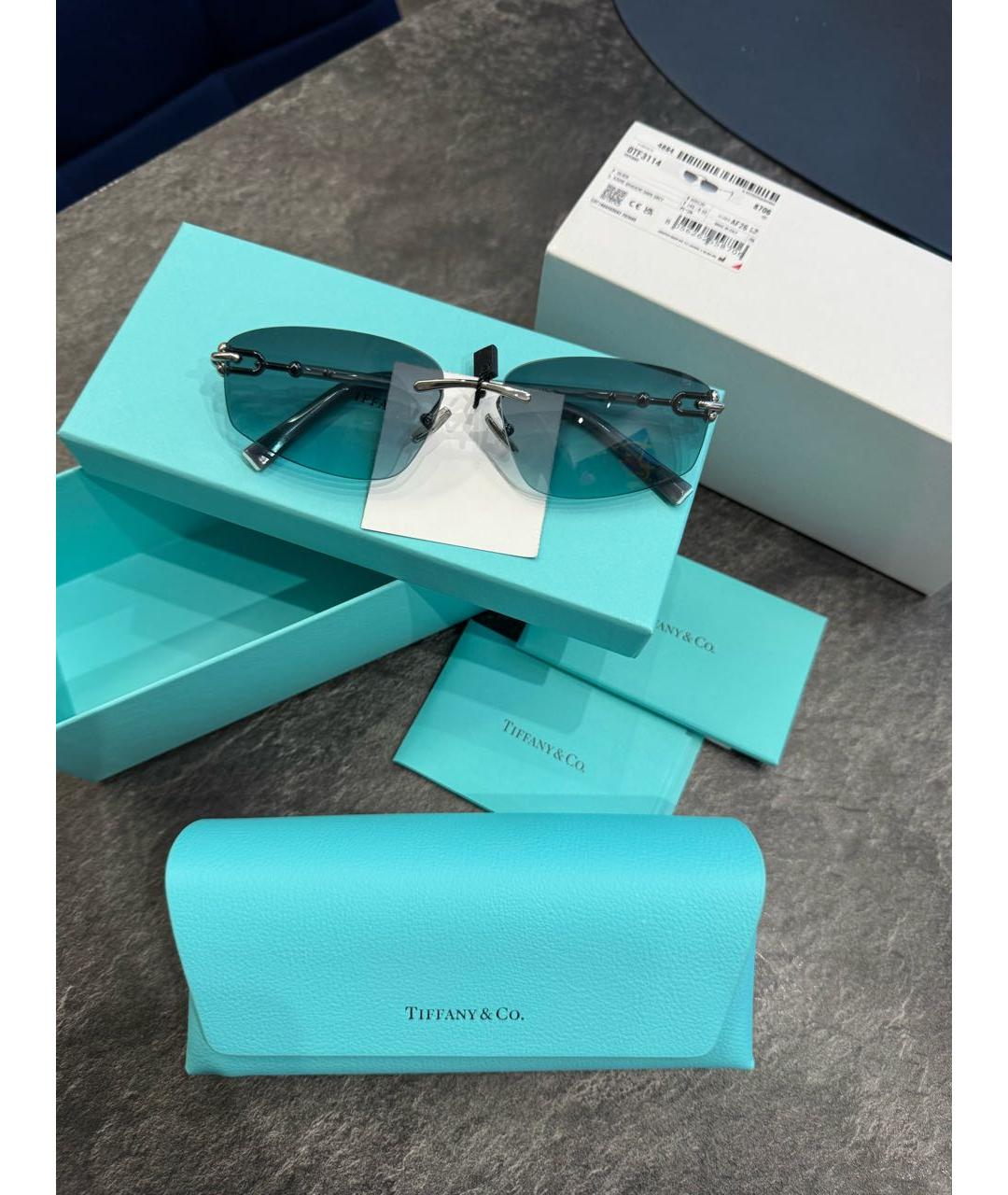 TIFFANY&CO Темно-синие пластиковые солнцезащитные очки, фото 2