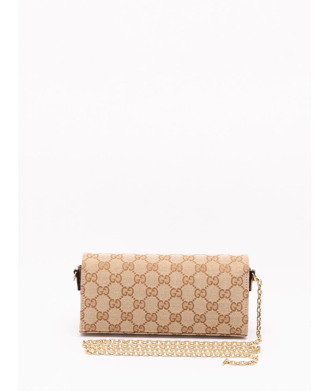 GUCCI Бежевая сумка через плечо из канвы, фото 2