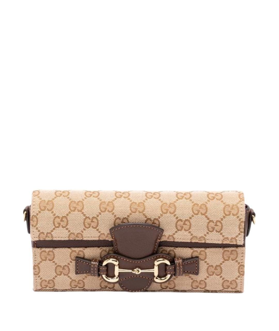 GUCCI Бежевая сумка через плечо из канвы, фото 1