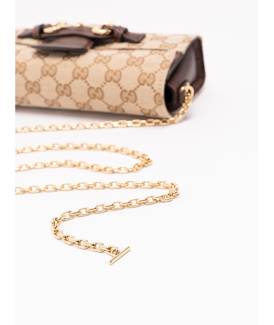 GUCCI Бежевая сумка через плечо из канвы, фото 4