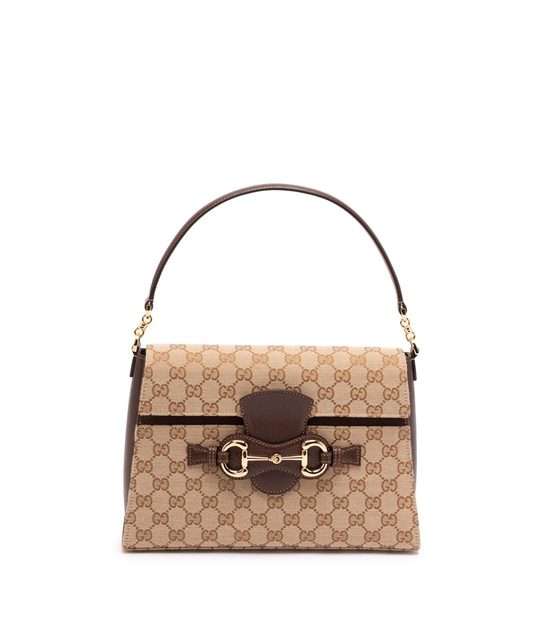 GUCCI Бежевая сумка с короткими ручками из канвы, фото 1