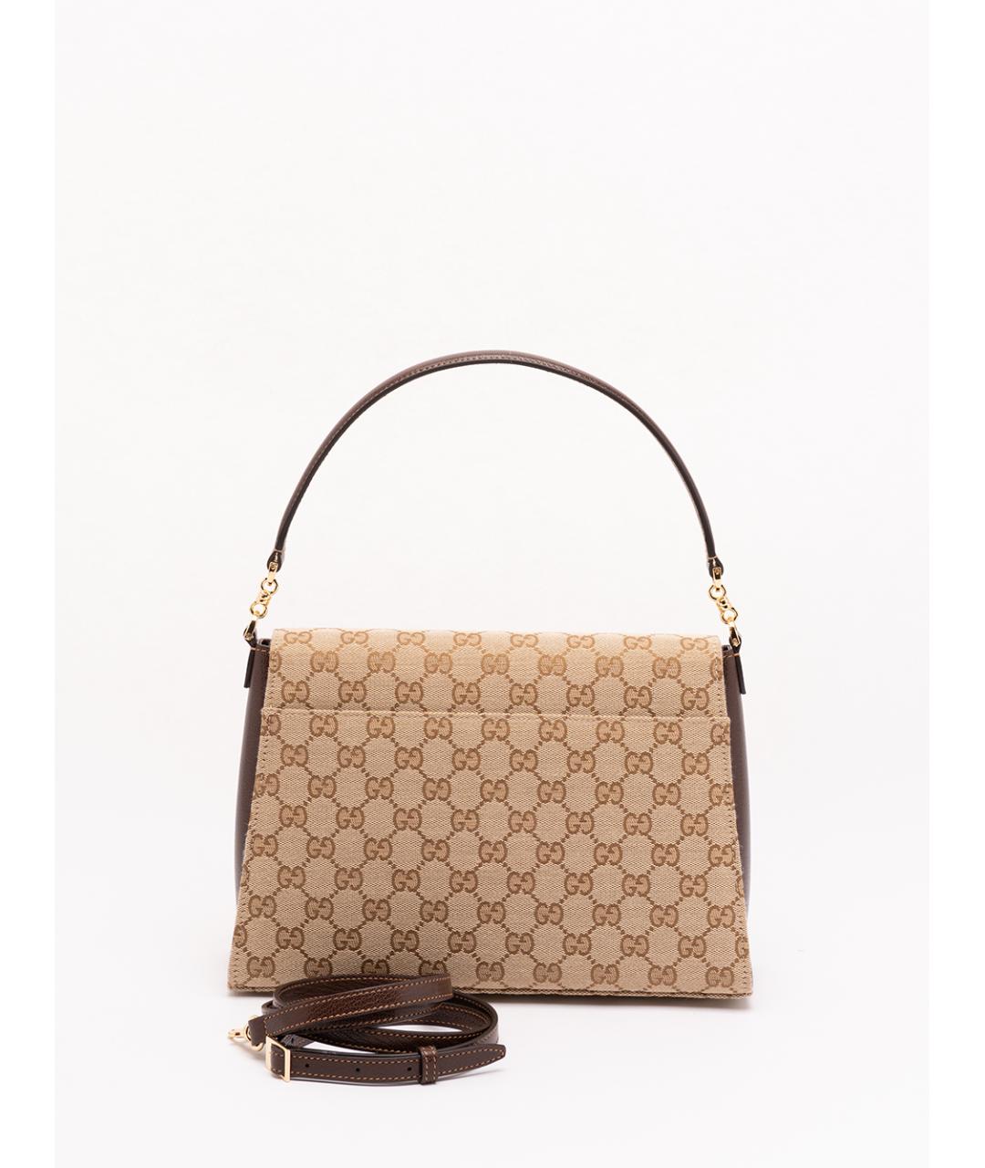 GUCCI Бежевая сумка с короткими ручками из канвы, фото 2