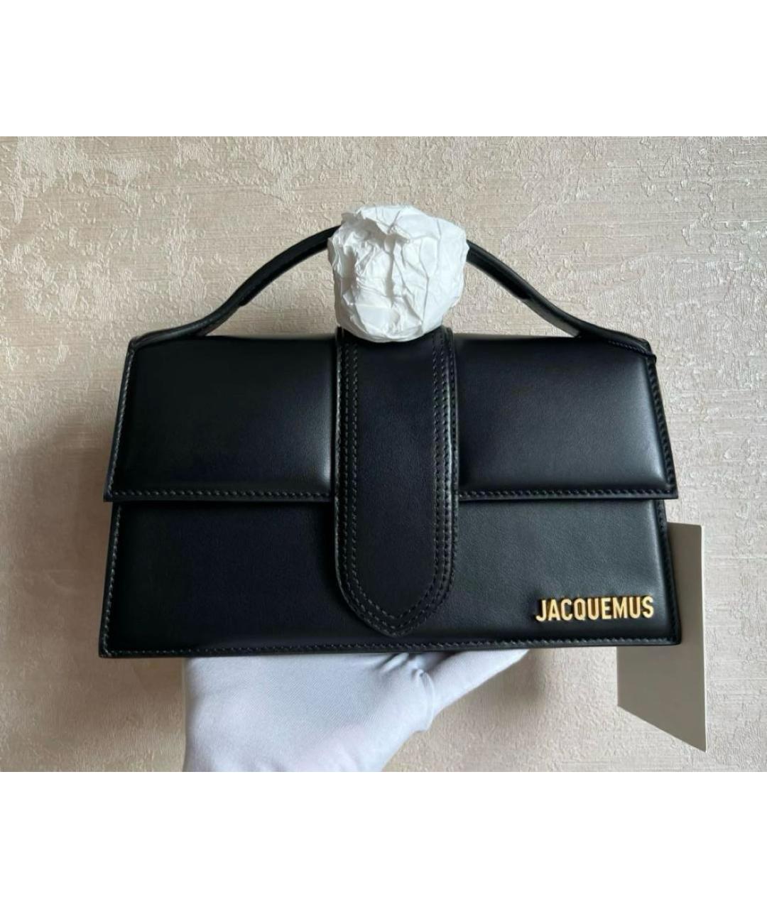 JACQUEMUS Черная кожаная сумка через плечо, фото 4