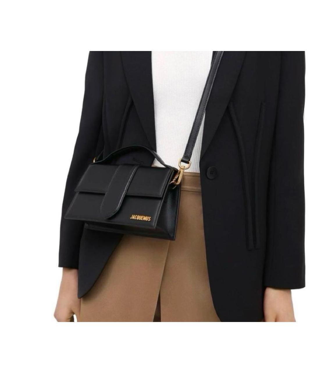 JACQUEMUS Черная кожаная сумка через плечо, фото 5