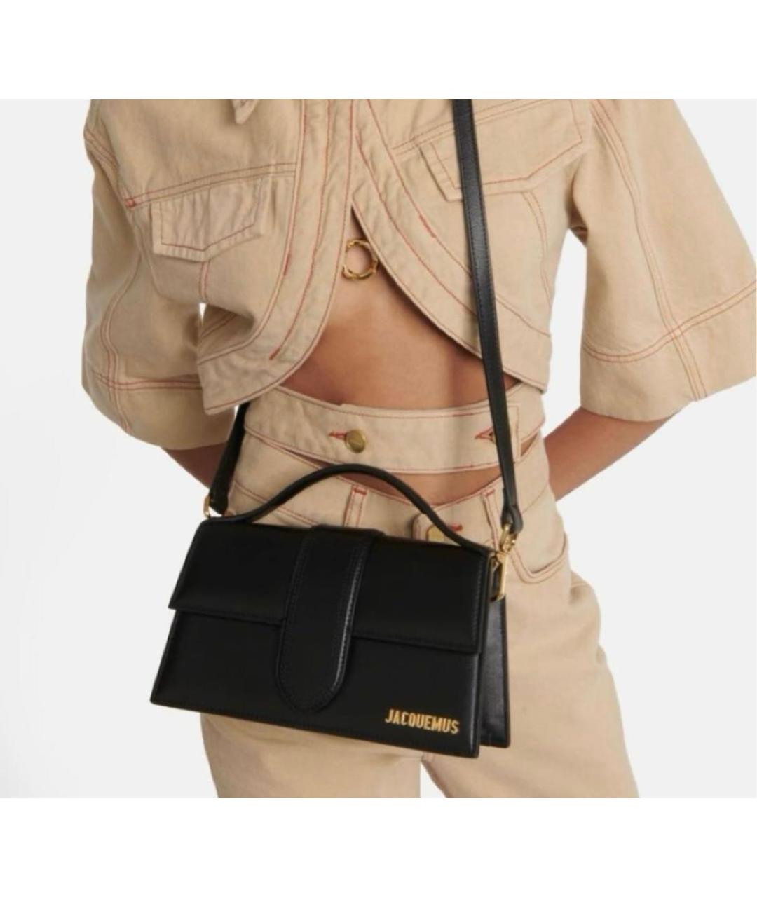 JACQUEMUS Черная кожаная сумка через плечо, фото 3