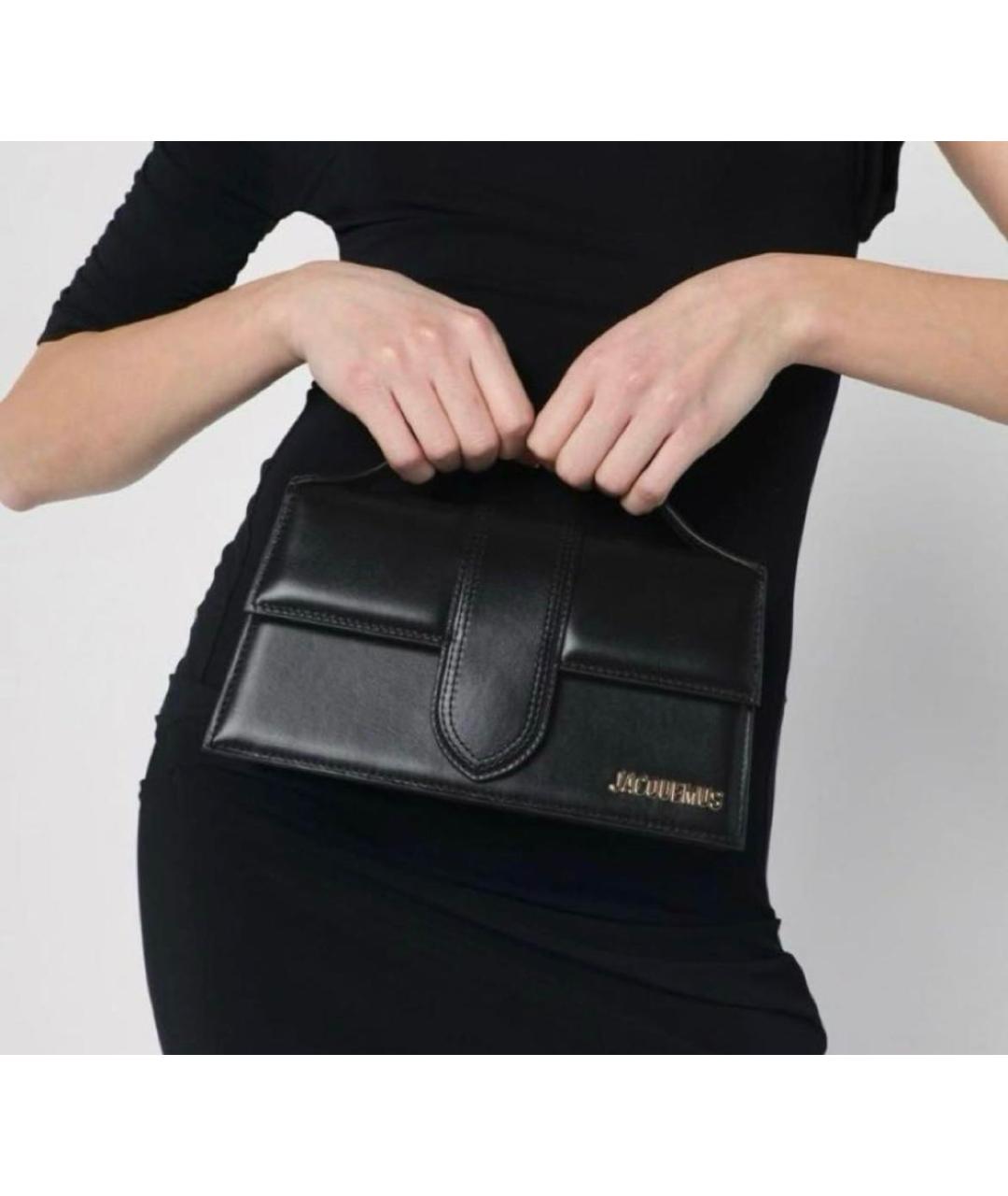 JACQUEMUS Черная кожаная сумка через плечо, фото 2