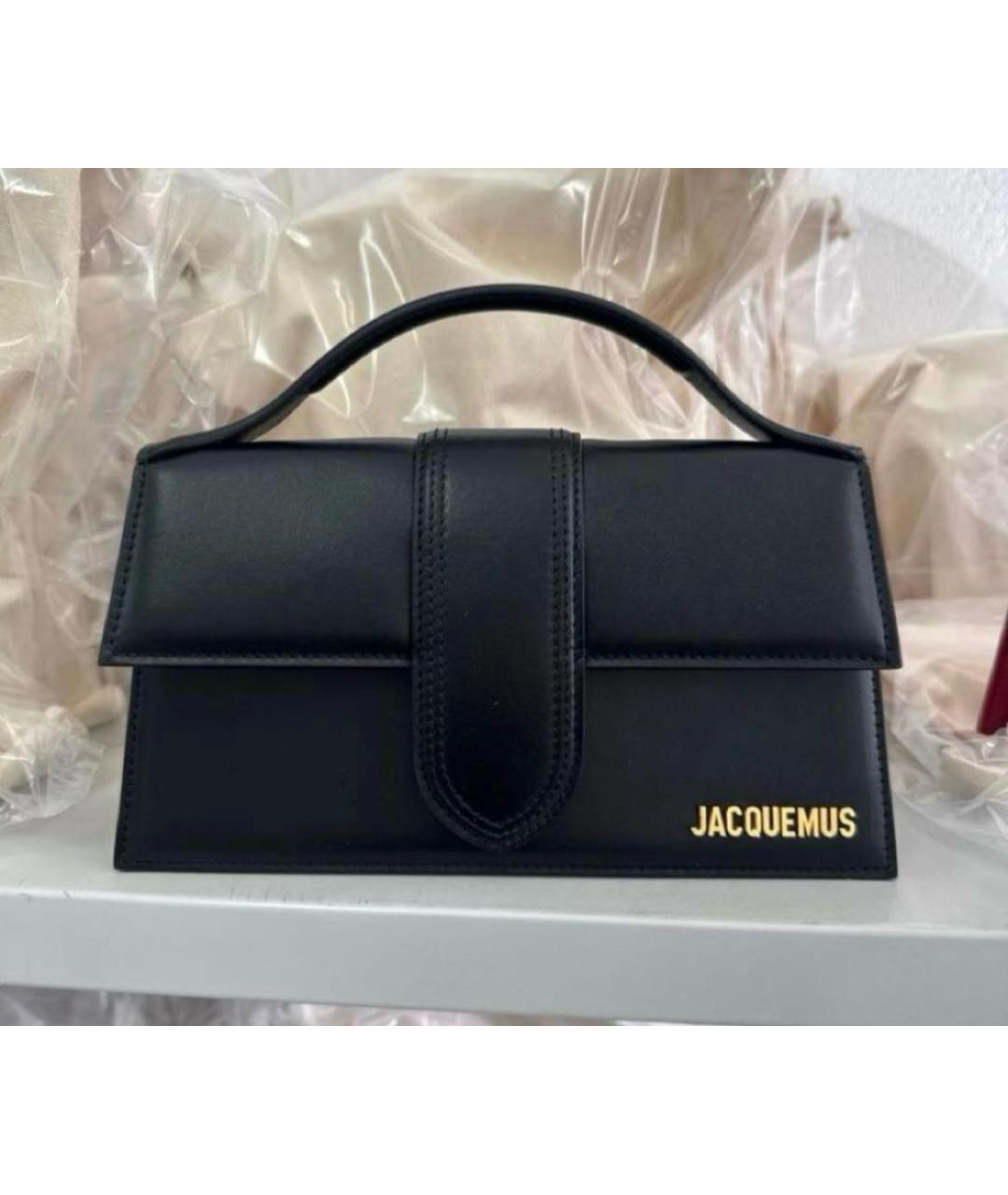 JACQUEMUS Черная кожаная сумка через плечо, фото 6