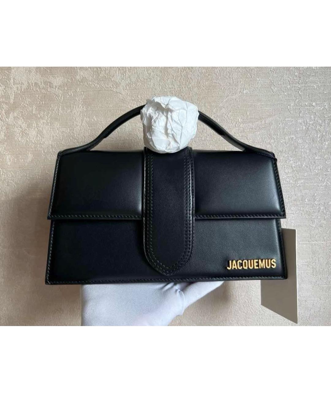 JACQUEMUS Черная кожаная сумка через плечо, фото 7