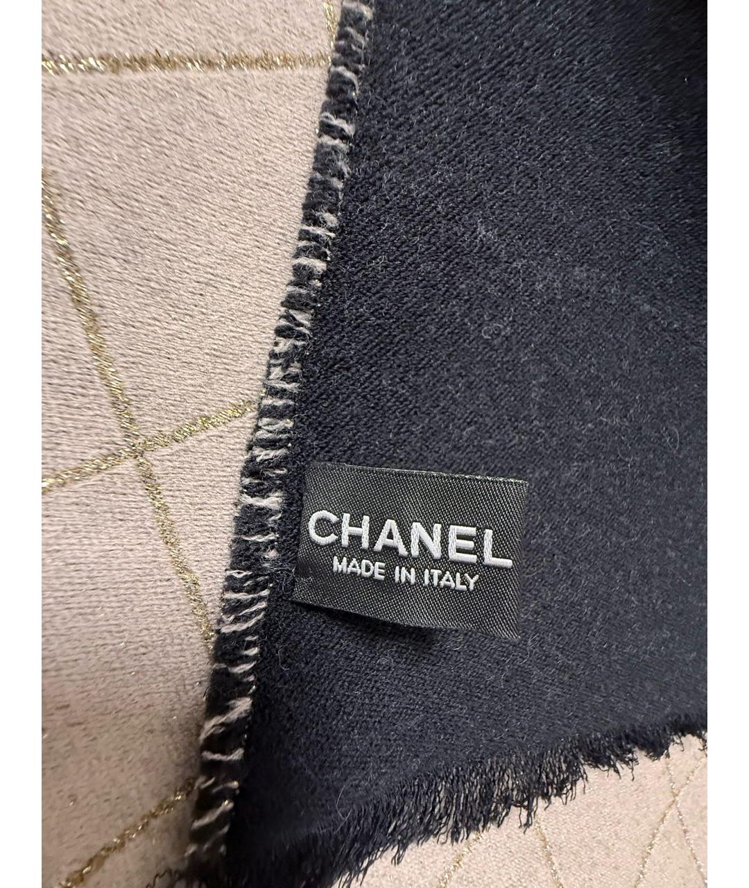 CHANEL Бежевый шерстяной шарф, фото 4