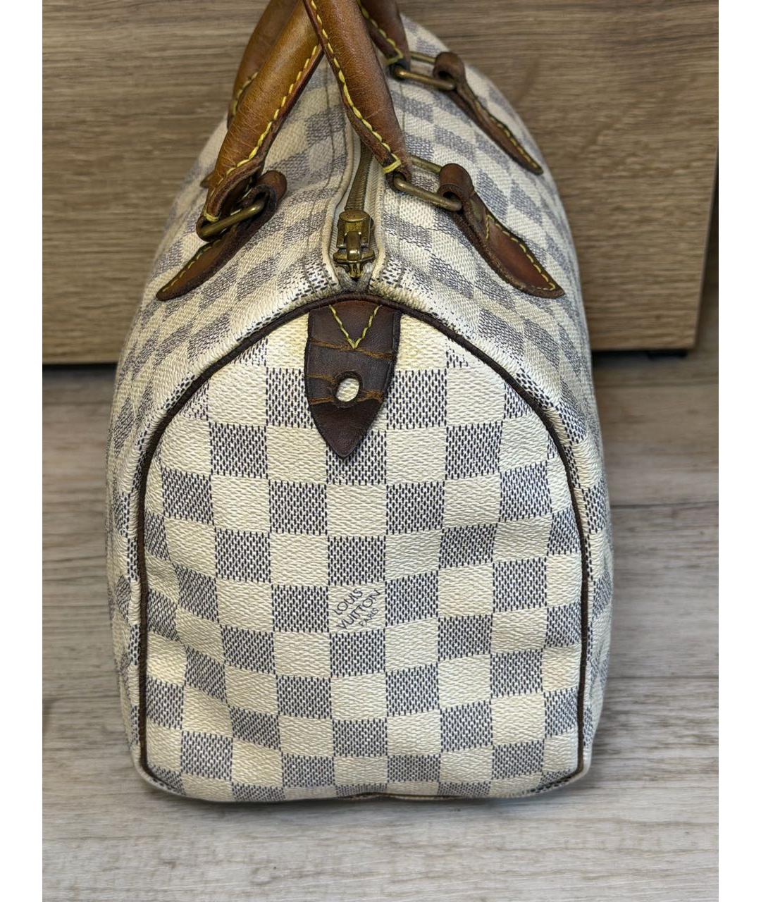 LOUIS VUITTON Белая сумка с короткими ручками из канвы, фото 4