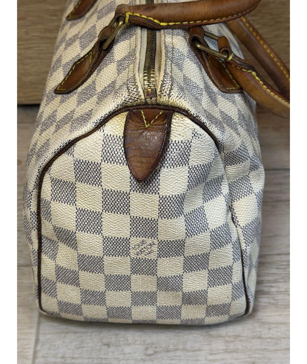 LOUIS VUITTON Белая сумка с короткими ручками из канвы, фото 3