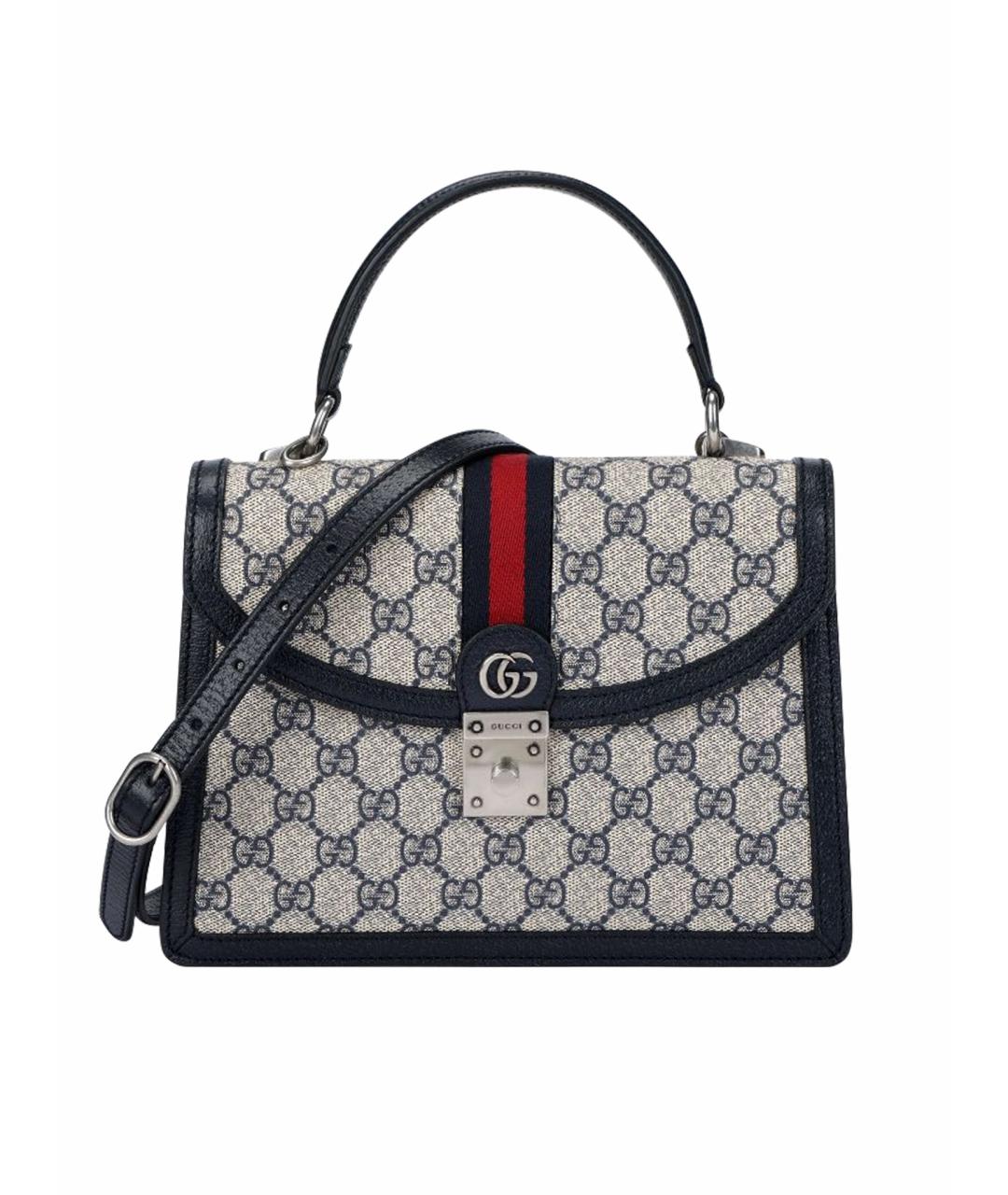 GUCCI Темно-синяя сумка через плечо из канвы, фото 4