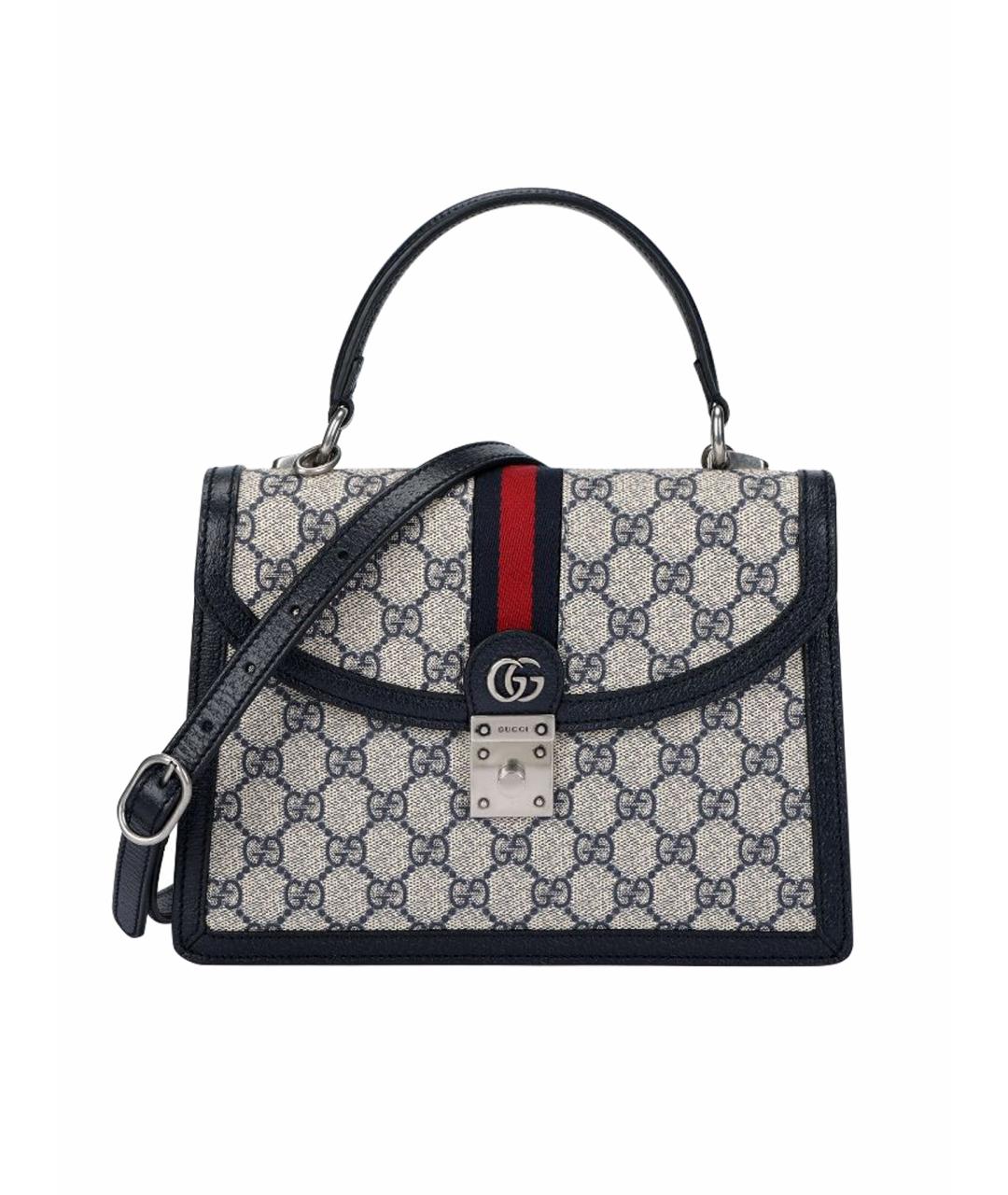 GUCCI Темно-синяя сумка через плечо из канвы, фото 1