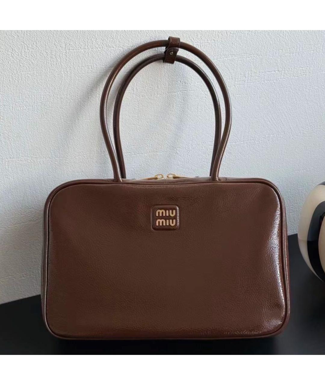 MIU MIU Коричневая кожаная сумка тоут, фото 3