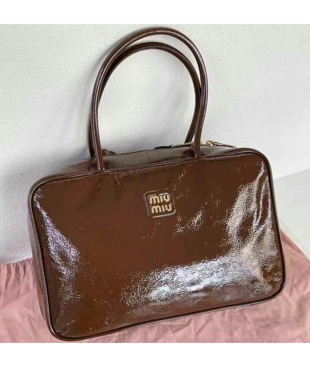 MIU MIU Коричневая кожаная сумка тоут, фото 4