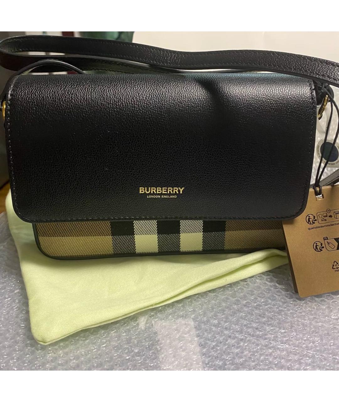BURBERRY Черная кожаная сумка через плечо, фото 4