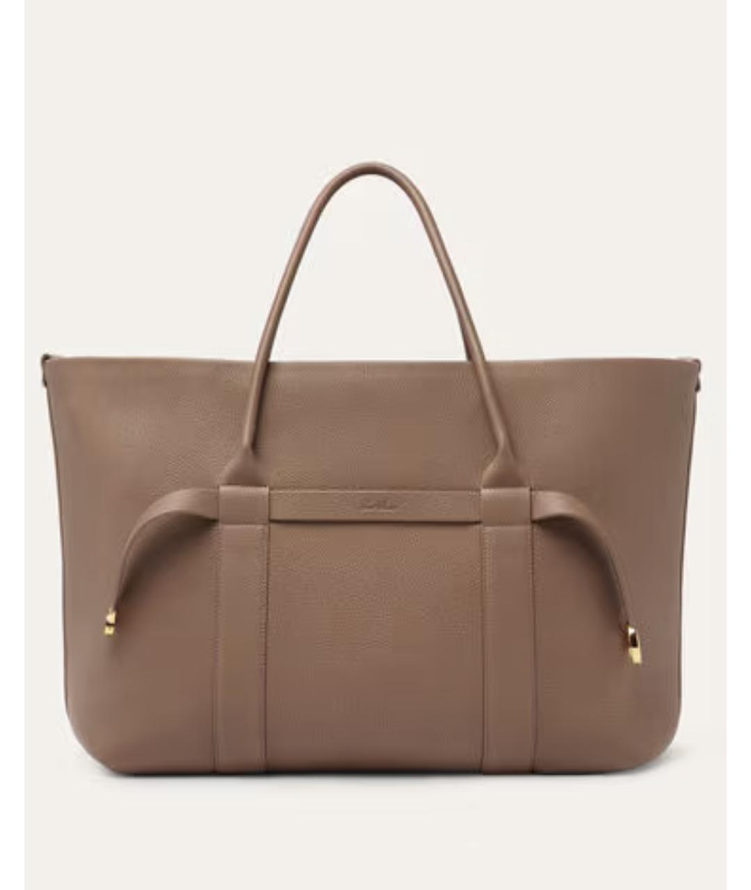 LORO PIANA Коричневая кожаная сумка с короткими ручками, фото 8