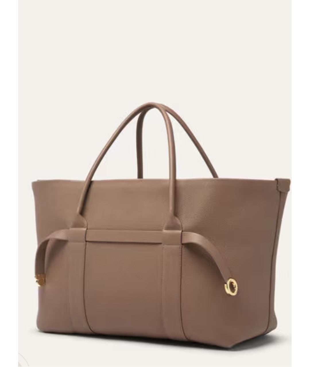 LORO PIANA Коричневая кожаная сумка с короткими ручками, фото 4