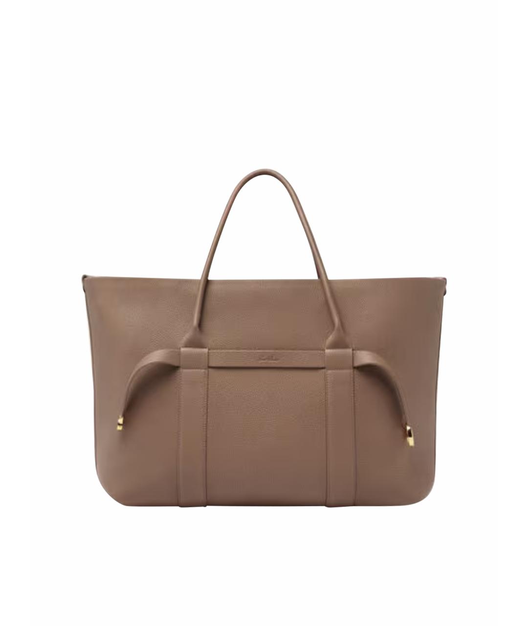 LORO PIANA Коричневая кожаная сумка с короткими ручками, фото 1