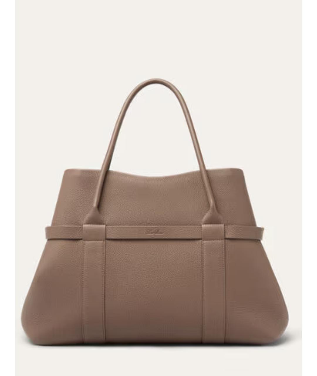 LORO PIANA Коричневая кожаная сумка с короткими ручками, фото 3