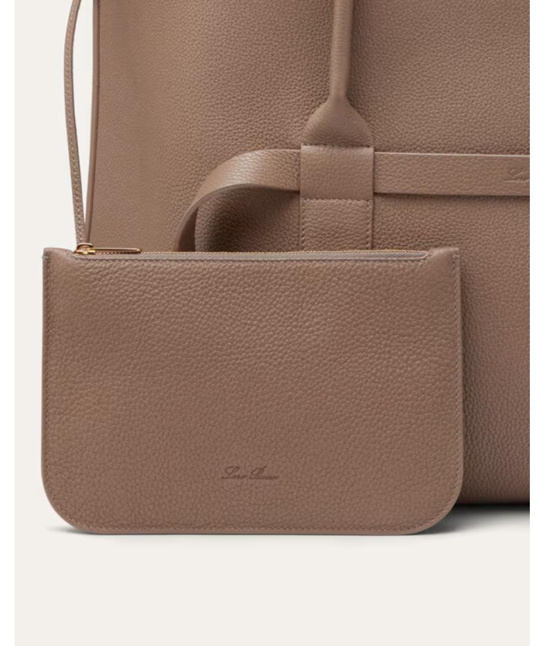 LORO PIANA Коричневая кожаная сумка с короткими ручками, фото 7