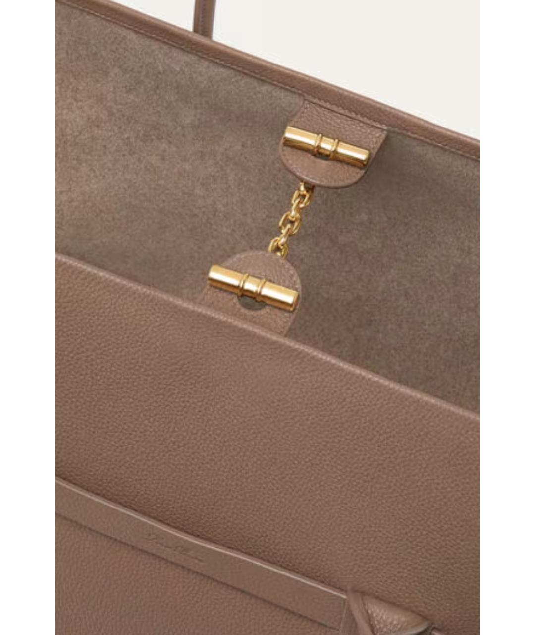 LORO PIANA Коричневая кожаная сумка с короткими ручками, фото 6