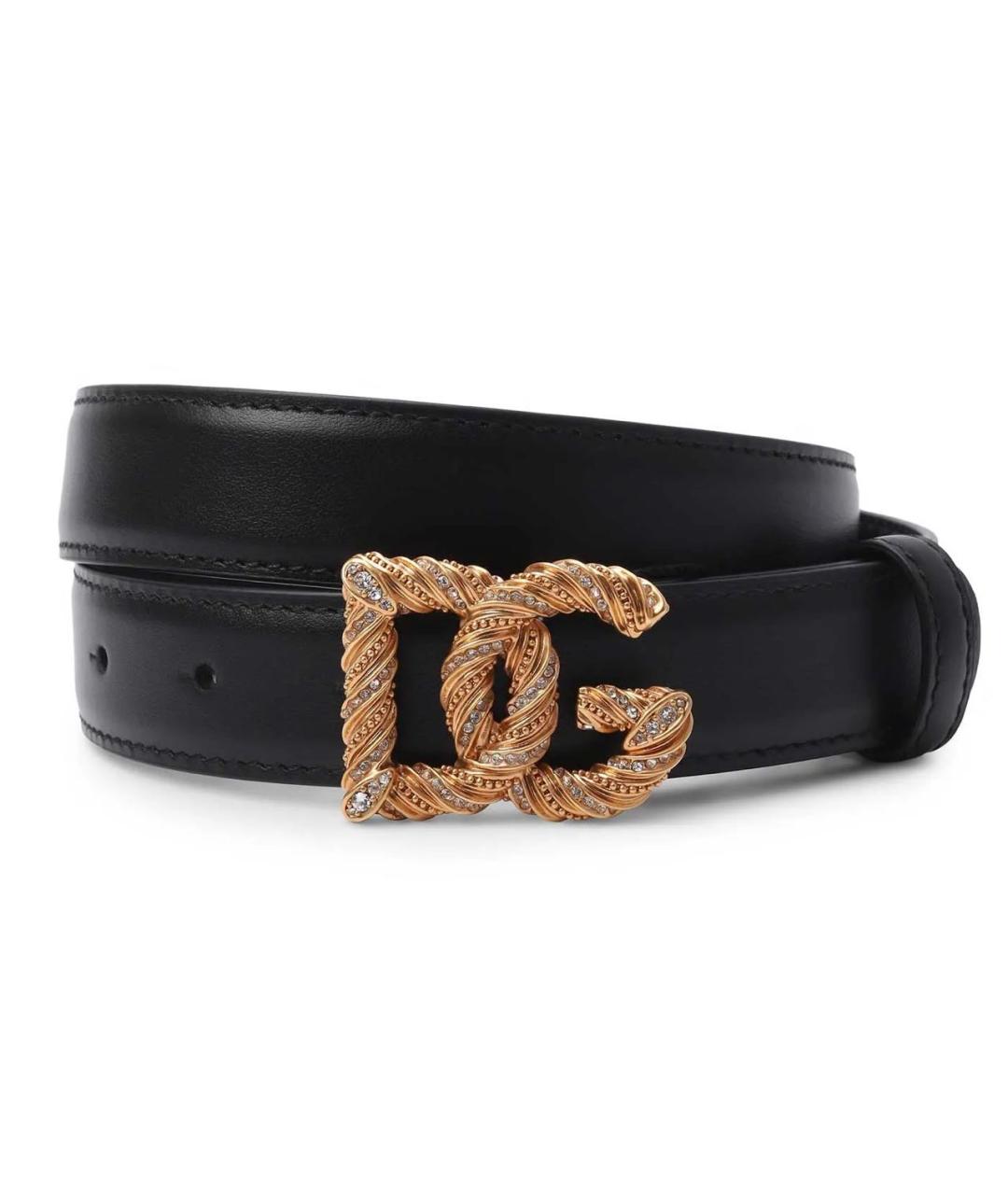 DOLCE&GABBANA Черный кожаный ремень, фото 3