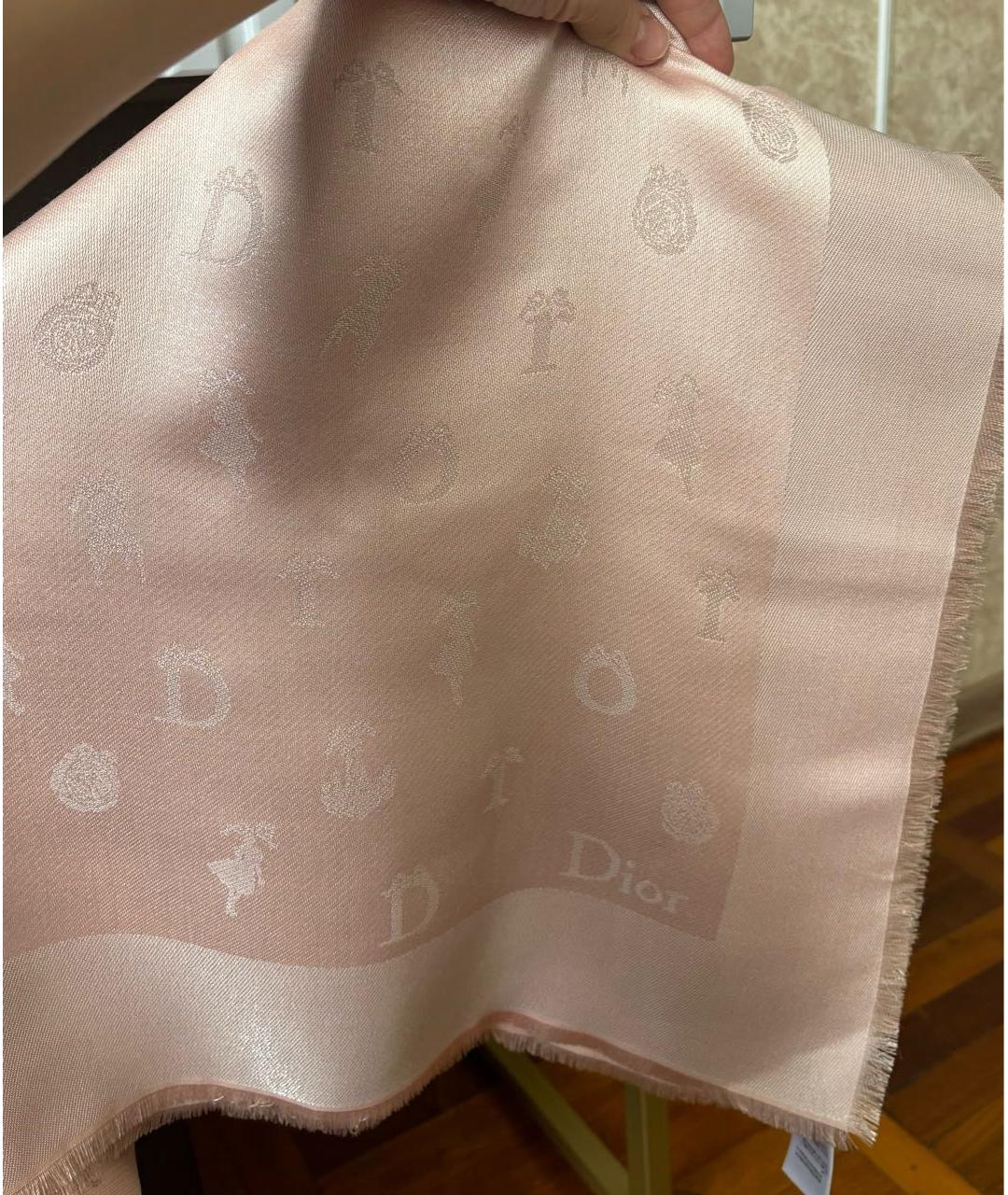 CHRISTIAN DIOR Розовый шелковый шарф, фото 6