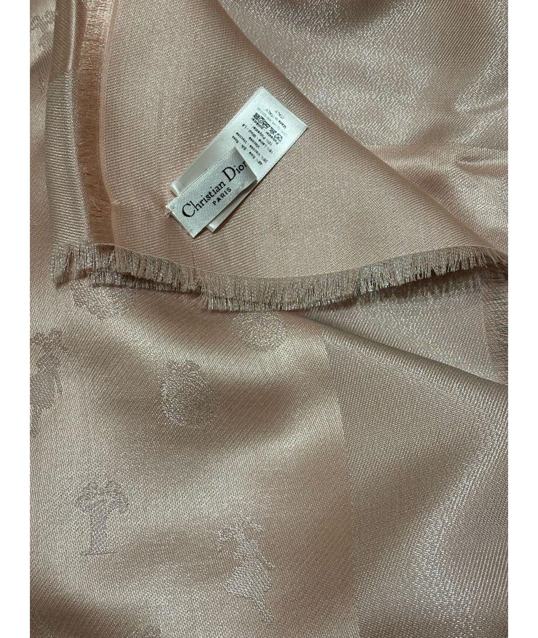 CHRISTIAN DIOR Розовый шелковый шарф, фото 3
