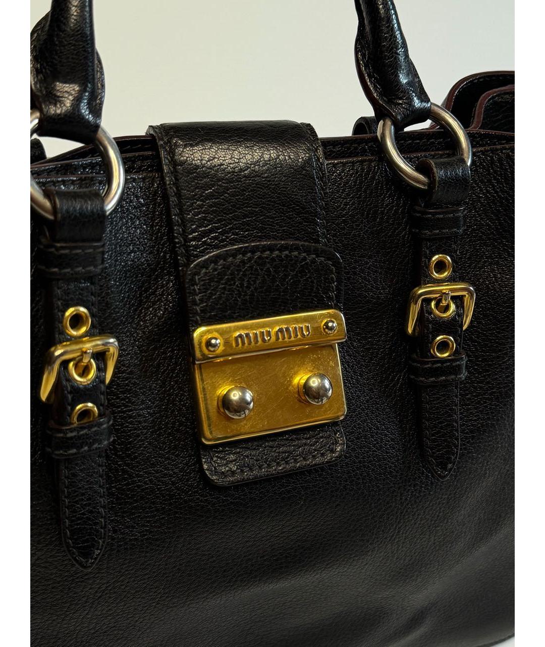 MIU MIU Черная кожаная сумка тоут, фото 7