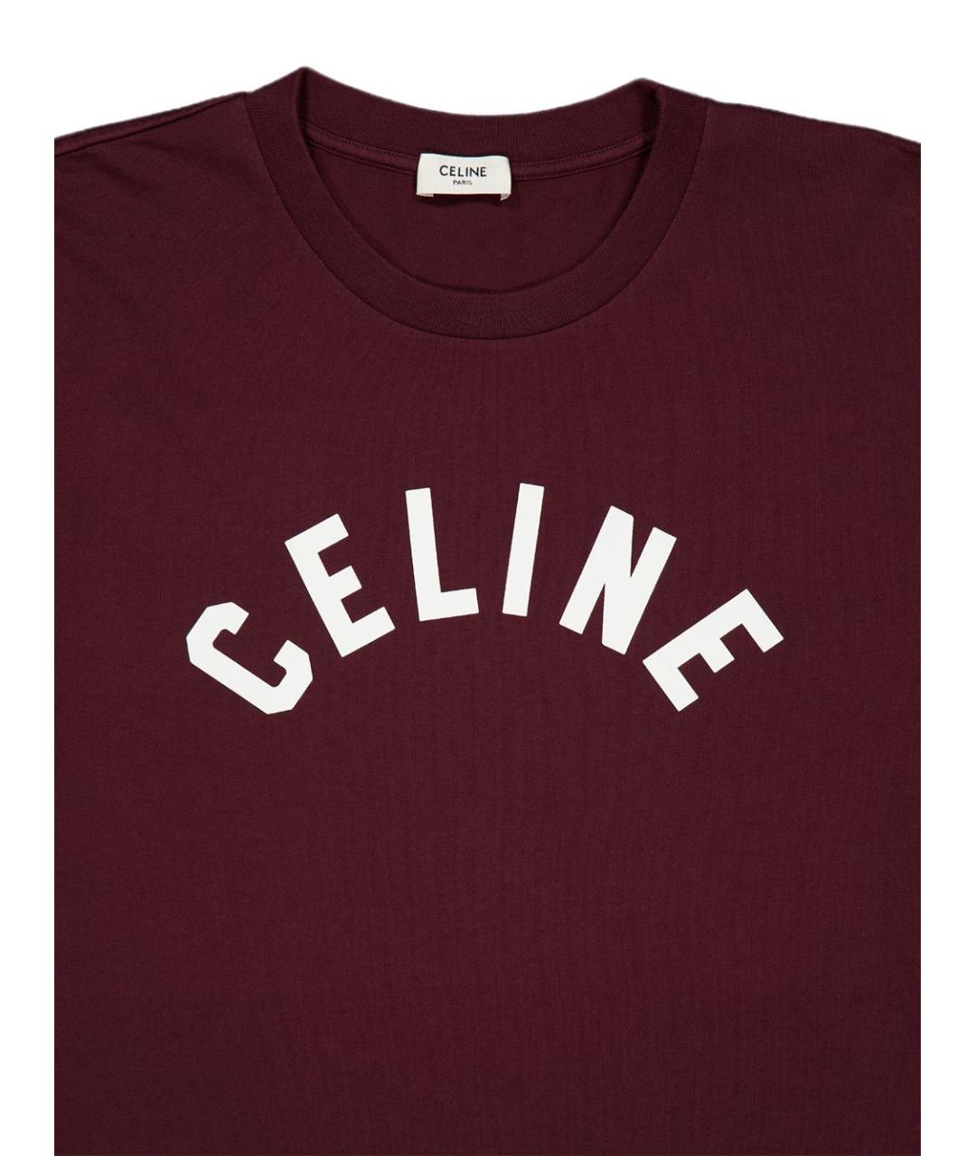CELINE Бордовая хлопковая футболка, фото 3