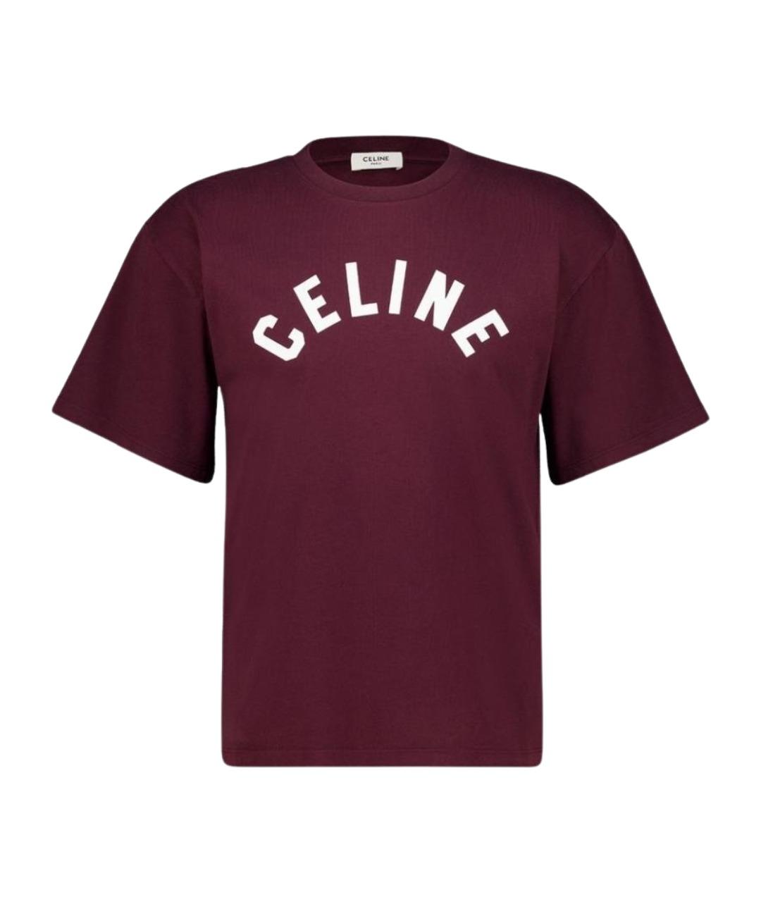 CELINE Бордовая хлопковая футболка, фото 1