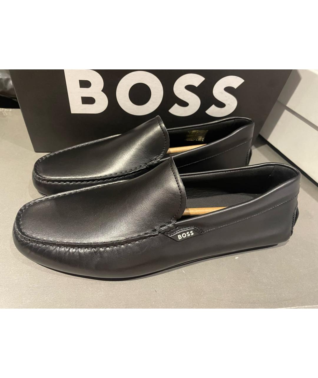 HUGO BOSS Черные кожаные мокасины, фото 7