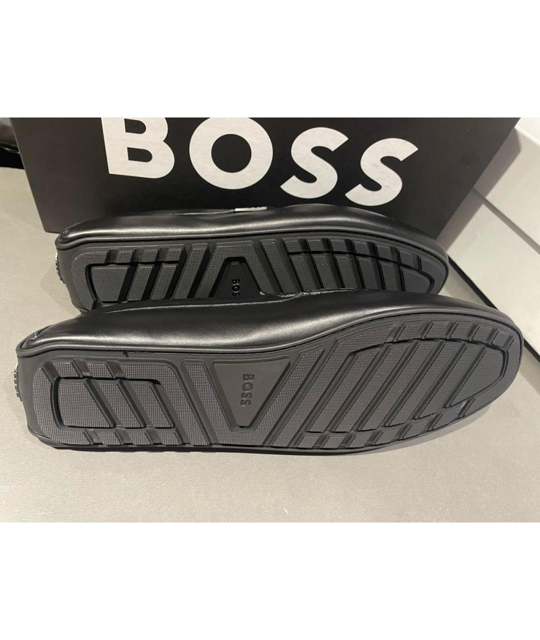 HUGO BOSS Черные кожаные мокасины, фото 8