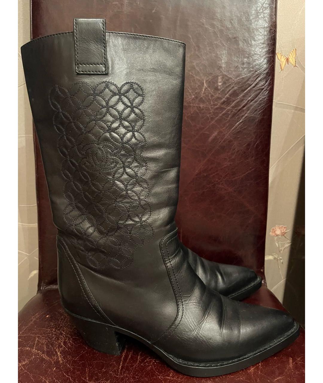 CHANEL Черные кожаные сапоги, фото 8