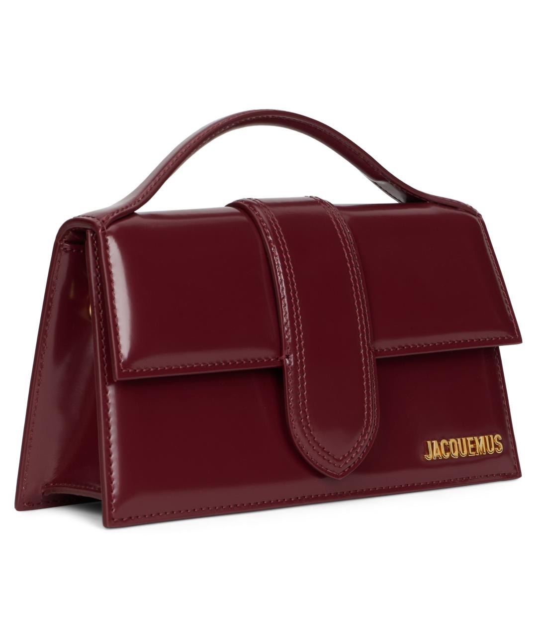 JACQUEMUS Бордовая кожаная сумка с короткими ручками, фото 2