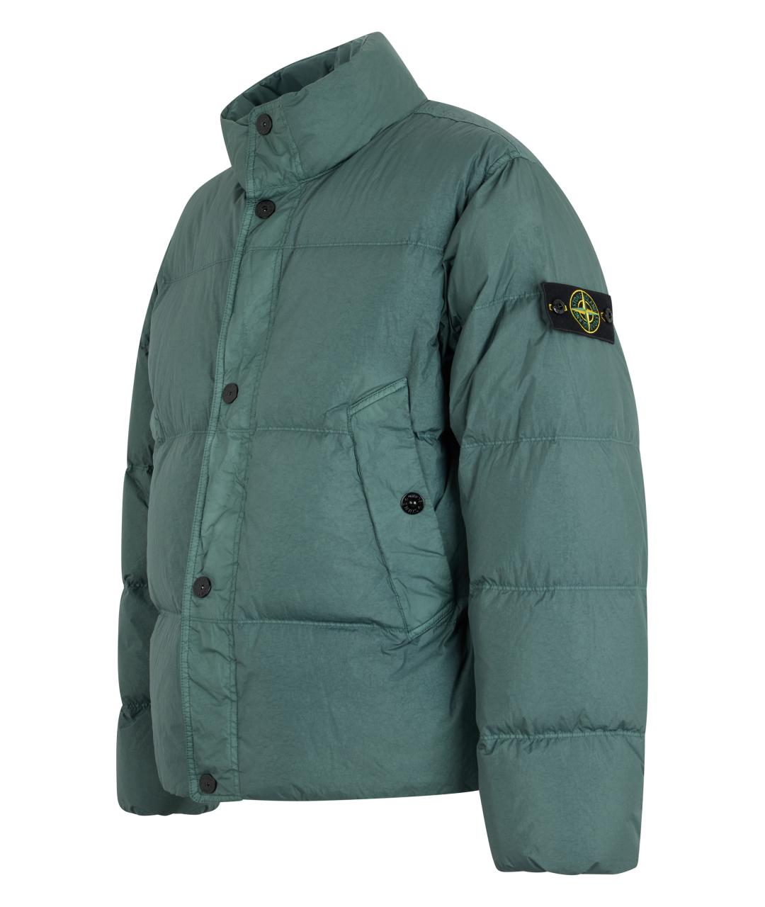 STONE ISLAND Зеленый полиамидовый пуховик, фото 3