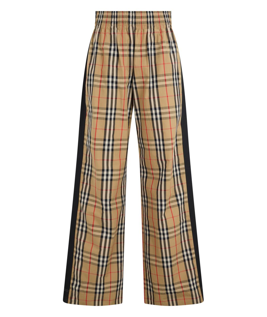 BURBERRY Бежевые хлопковые брюки широкие, фото 1