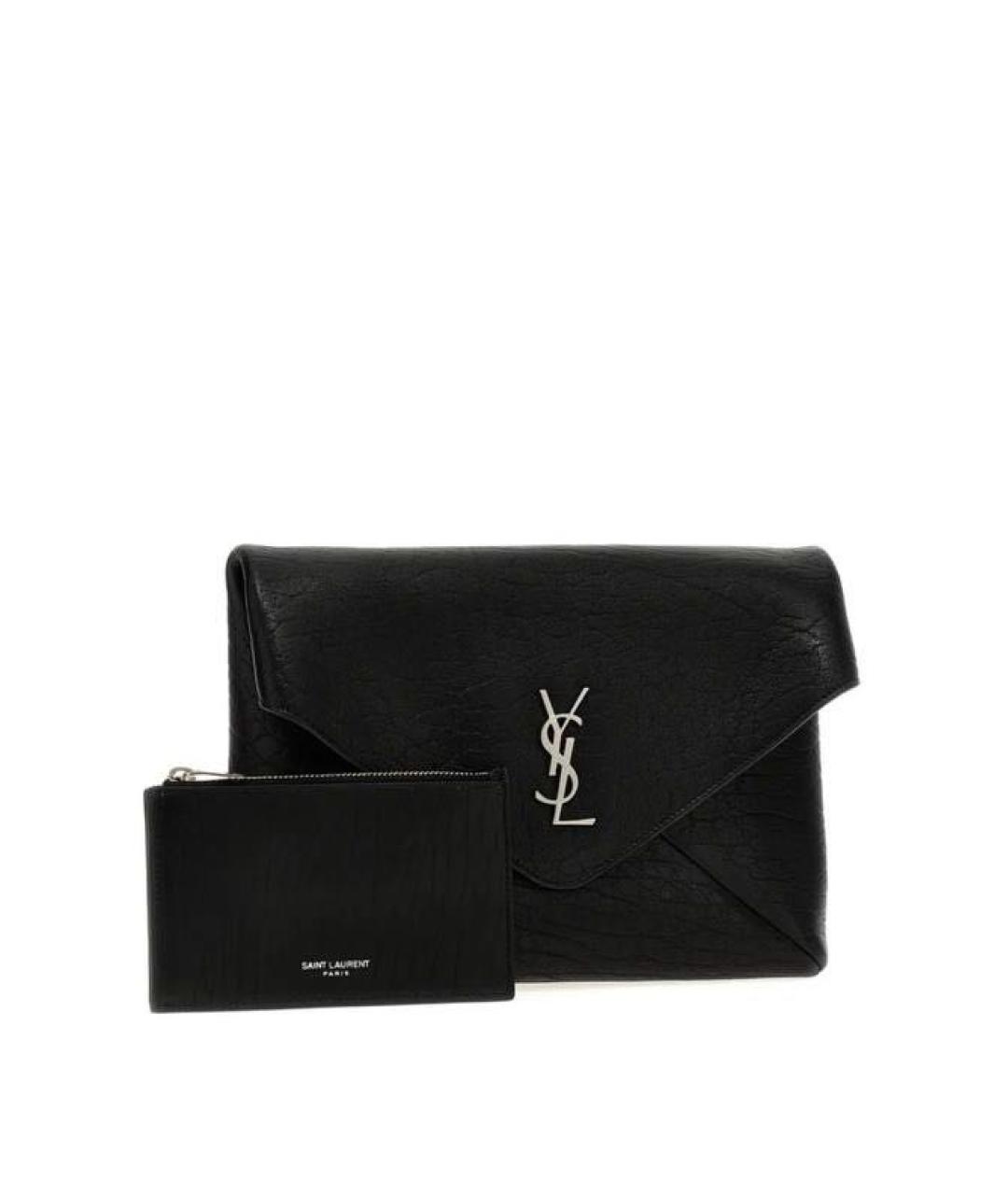 SAINT LAURENT Черная кожаная сумка через плечо, фото 2