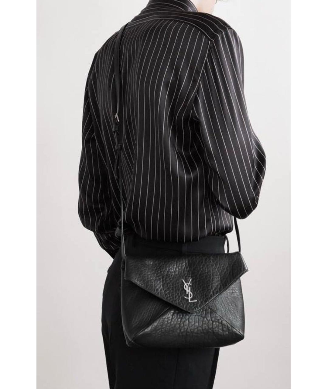SAINT LAURENT Черная кожаная сумка через плечо, фото 4