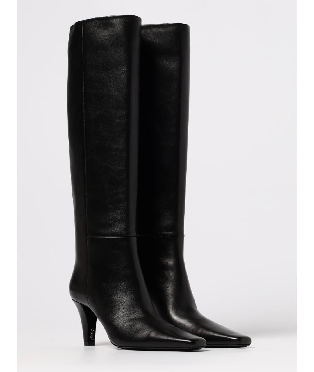 SAINT LAURENT Черные кожаные сапоги, фото 2